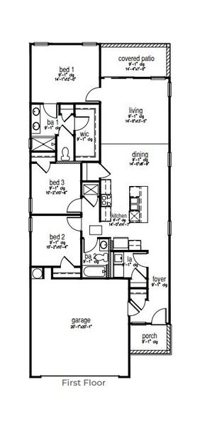 2D floor plan layout of this home in The Lakes at North Glynn, Brunswick, GA (Image 4).