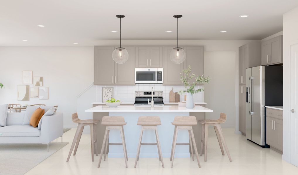 Kitchen with pendant lighting