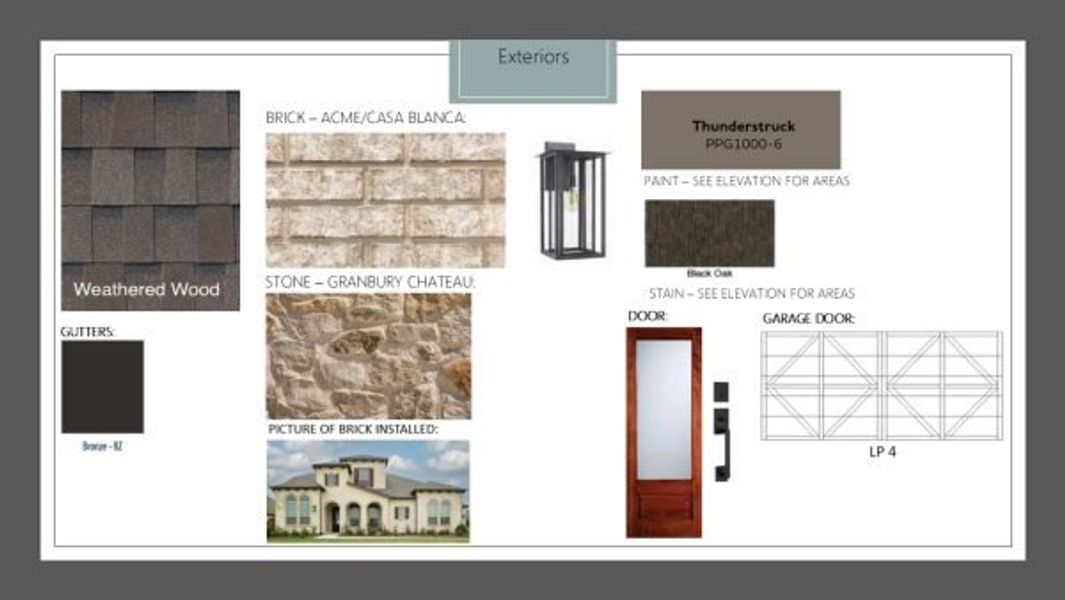 Sample of building materials used in homes in Rio Vista at Kelly Ranch, Aledo (Image 21).