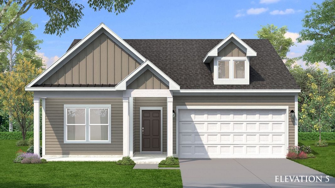 Representative exterior photo of a completed home built from the Avondale  III by DRB Homes in Bluffs at Sun Colony, Longs, SC (Image 8).