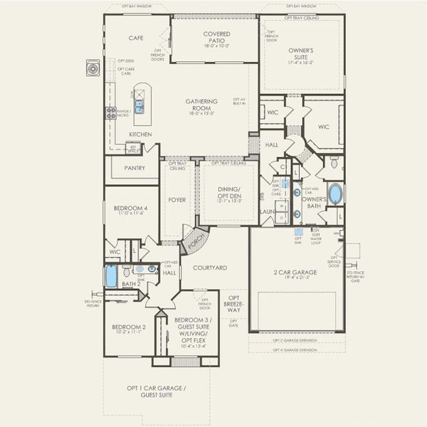 2D floor plan layout for the Butte by Pulte Homes in Parkside at Anthem at Merrill Ranch, Florence, AZ (Image 4). 2D floor plan layout for the Butte by Pulte Homes in Parkside at Anthem at Merrill Ranch, Florence, AZ (Image 4).