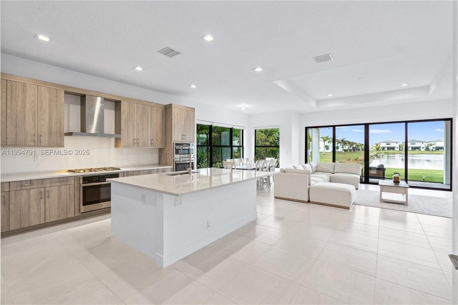 Huge open floorplan with kitchen, living area, and dining area