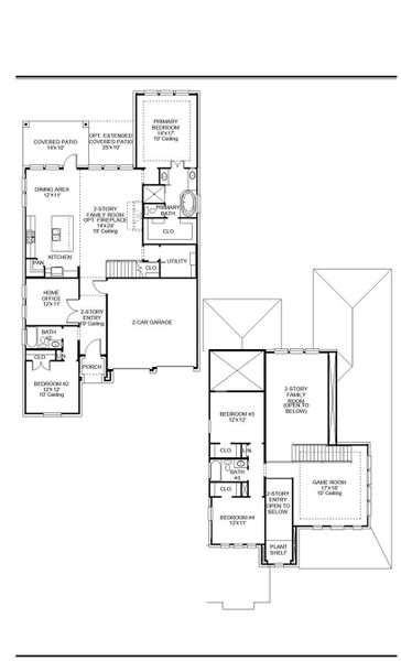 2D floor plan layout of this home in Parkside On The River, Georgetown, TX (Image 2).