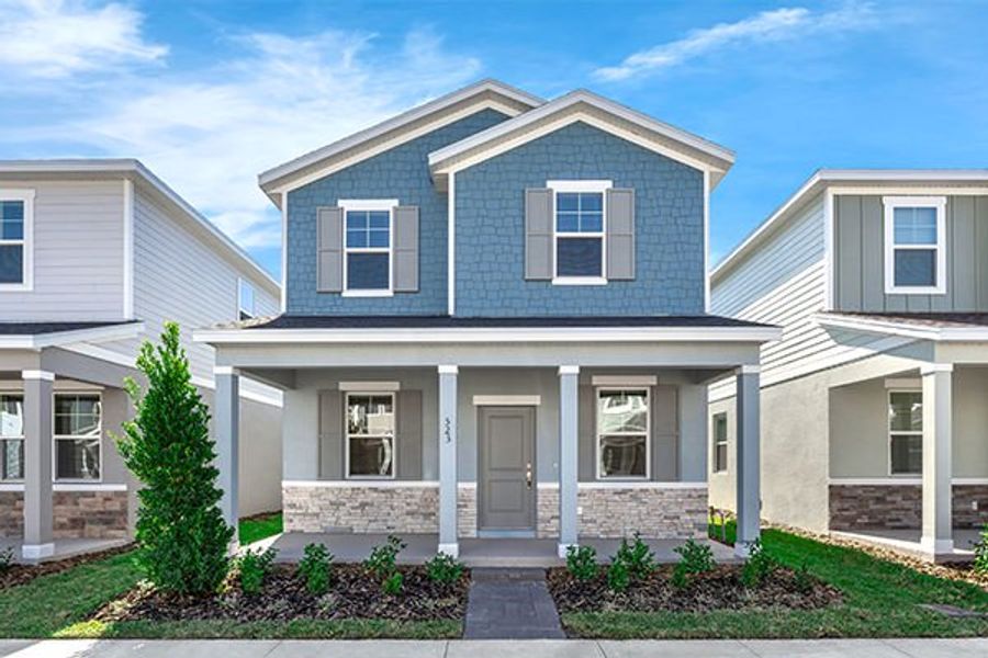 Front exterior of a new home in Brack Ranch, St. Cloud, FL, highlighting curb appeal (Image 21). Front exterior of a new home in Brack Ranch, St. Cloud, FL, highlighting curb appeal (Image 21).