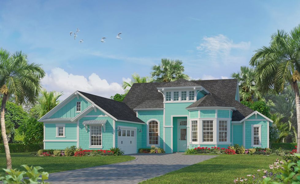 Representative exterior photo of a completed home built from the Egret V by ICI Homes in Tidewater, Jacksonville, FL (Image 1). Representative exterior photo of a completed home built from the Egret V by ICI Homes in Tidewater, Jacksonville, FL (Image 1).