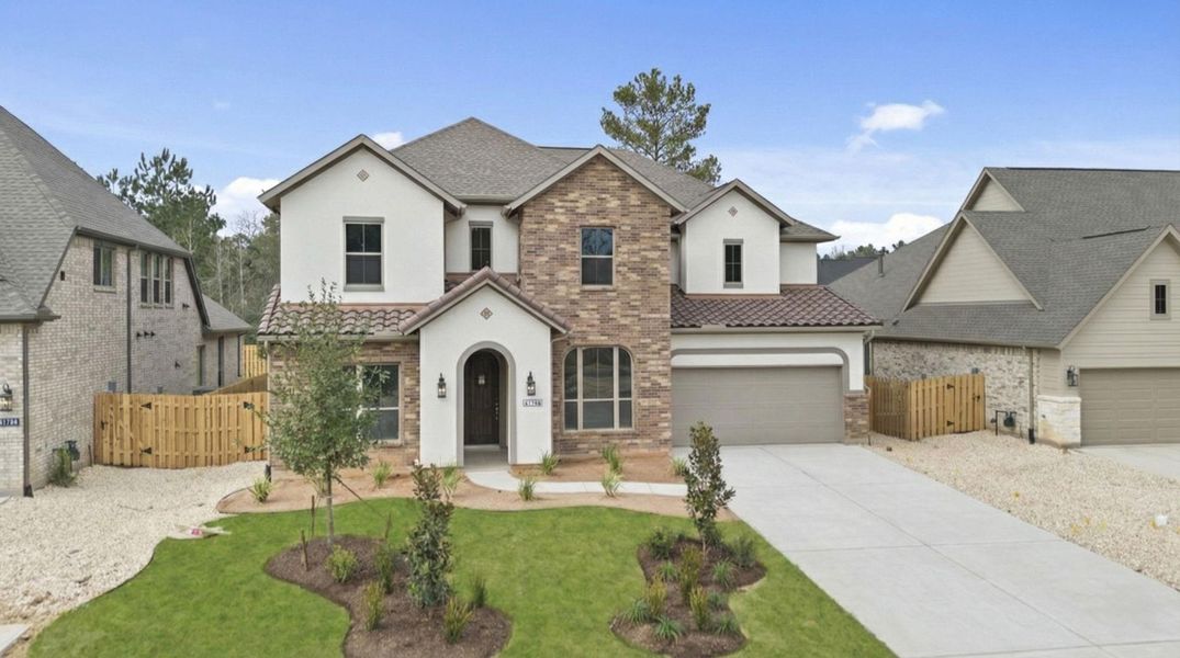 Front exterior of a new home in Colton, Montgomery, TX, highlighting curb appeal (Image 19).