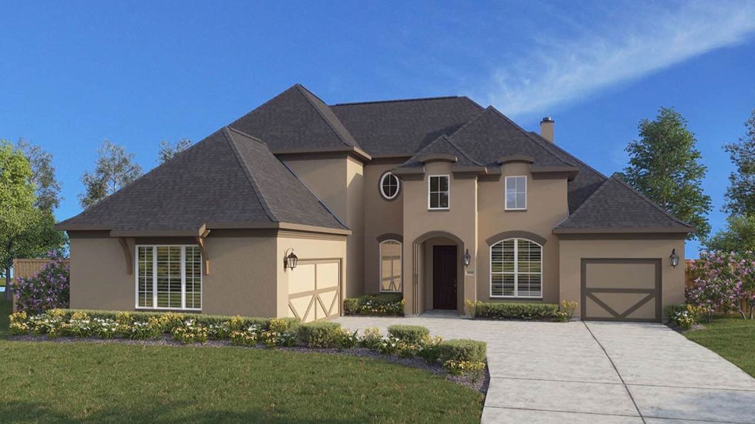 Representative exterior photo of a completed home built from the Longspur by DRB Homes in Oaks at San Gabriel, Georgetown, TX (Image 6).