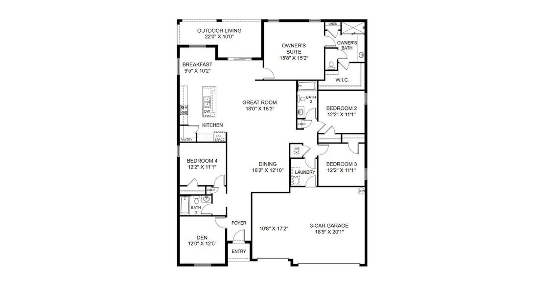2D floor plan layout of this home in Lehigh Acres, Lehigh Acres, FL (Image 3).