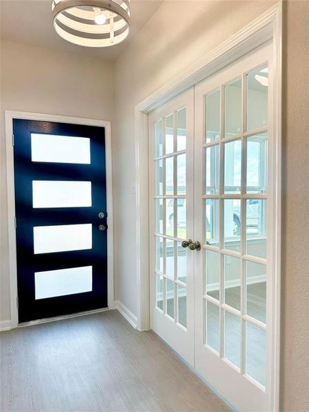 The Piedmont- Foyer and Study with French Doors.
