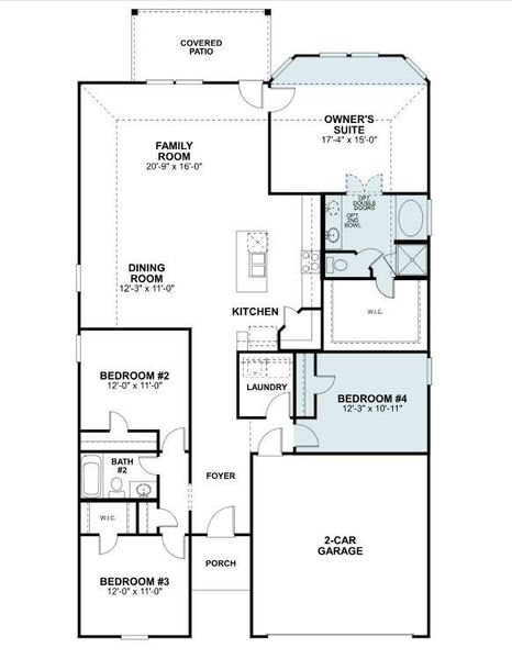 2D floor plan layout of this home in Lone Star Landing, Montgomery, TX (Image 4).