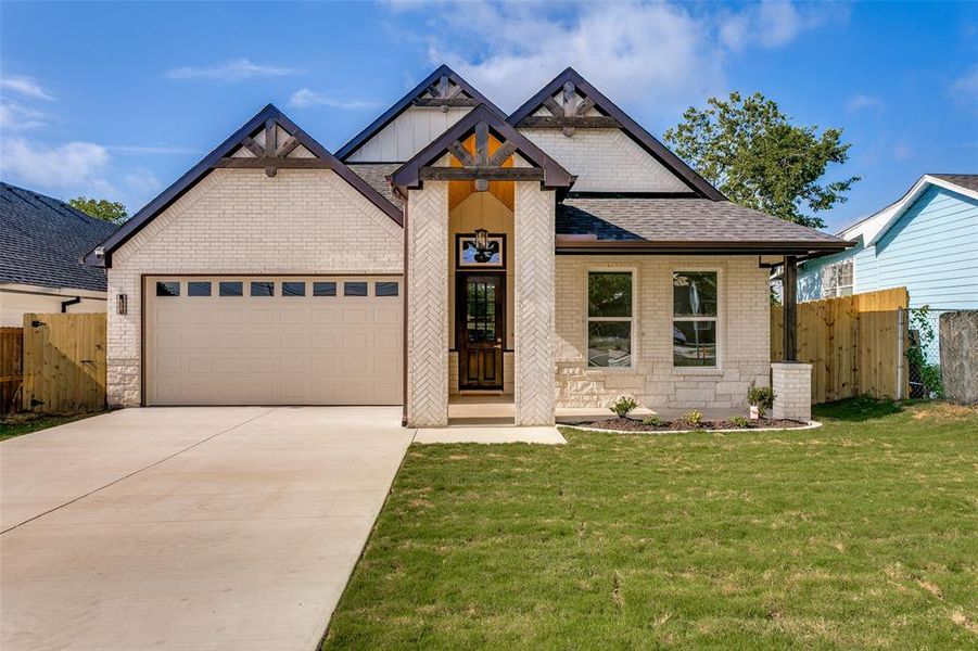 Front exterior of a new home in , Fort Worth, TX, highlighting curb appeal (Image 1). Front exterior of a new home in , Fort Worth, TX, highlighting curb appeal (Image 1).