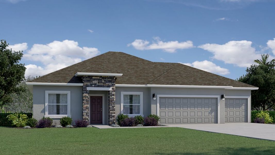Representative exterior photo of a completed home built from the Highland by Holiday Builders in Palm Bay, Palm Bay, FL (Image 15).