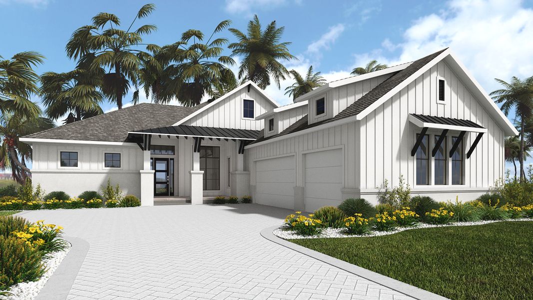 Representative exterior photo of a completed home built from the 2697F by Perry Homes in Southern Hills, Brooksville, FL (Image 22). Representative exterior photo of a completed home built from the 2697F by Perry Homes in Southern Hills, Brooksville, FL (Image 22).