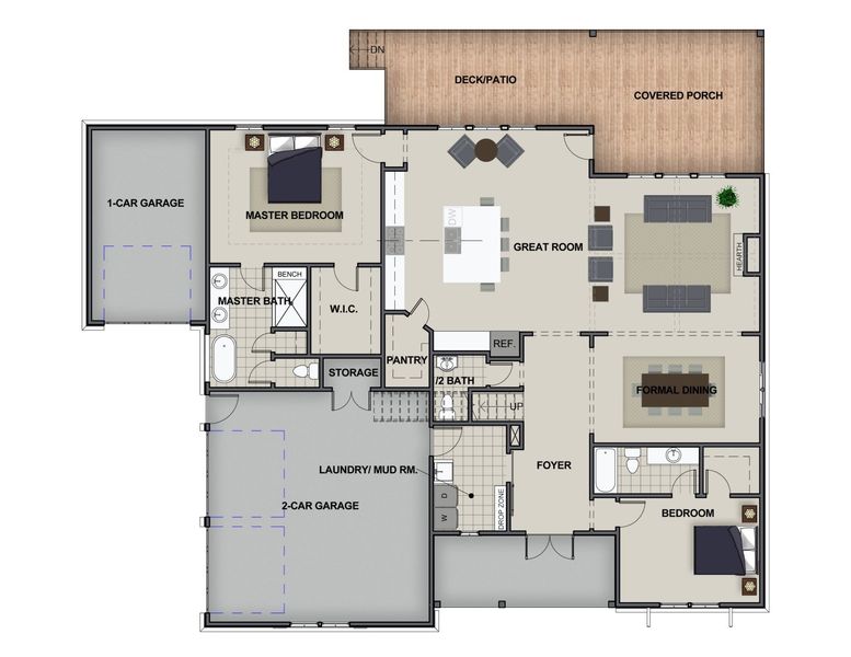 2D floor plan layout for the Winterbrook B by Riverstone Construction, LLC in River Gorge Ranch, River Gorge Ranch, TN (Image 2).