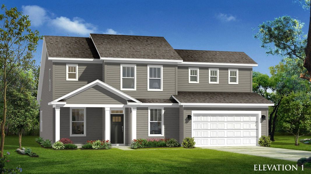 Representative exterior photo of a completed home built from the Kendrick by DRB Homes in Kayfield at Midway, Anderson, SC (Image 19).