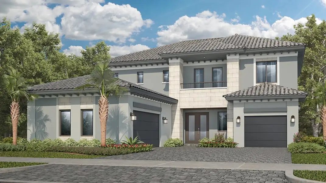 Front exterior of a new home in Parkland Royale, Parkland, FL, highlighting curb appeal (Image 1). Front exterior of a new home in Parkland Royale, Parkland, FL, highlighting curb appeal (Image 1).