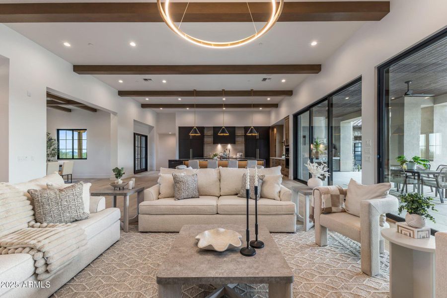 Great room with stunning beamwork