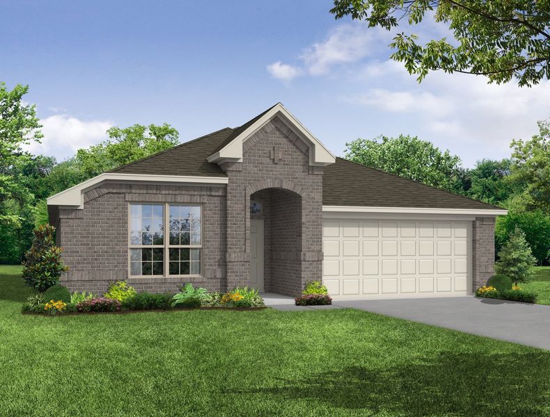 Representative exterior photo of a completed home built from the Austin by Impression Homes in De Berry Reserve, Royse City, TX (Image 1). Representative exterior photo of a completed home built from the Austin by Impression Homes in De Berry Reserve, Royse City, TX (Image 1).
