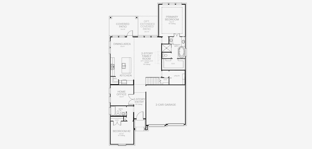 2D floor plan layout for the 2561H by Perry Homes in Walsh Ranch 50', Aledo, TX (Image 5).