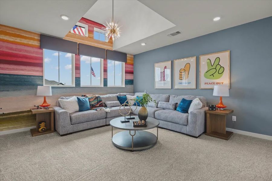 Representative furnished interior of a home built from the Dayton by Chesmar Homes in Newhaven, Manor (Image 12).