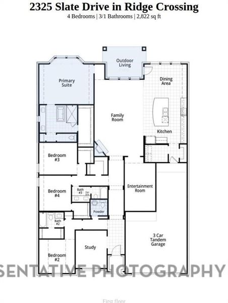 2D floor plan layout of this home in Ridge Crossing, Waxahachie, TX (Image 4).