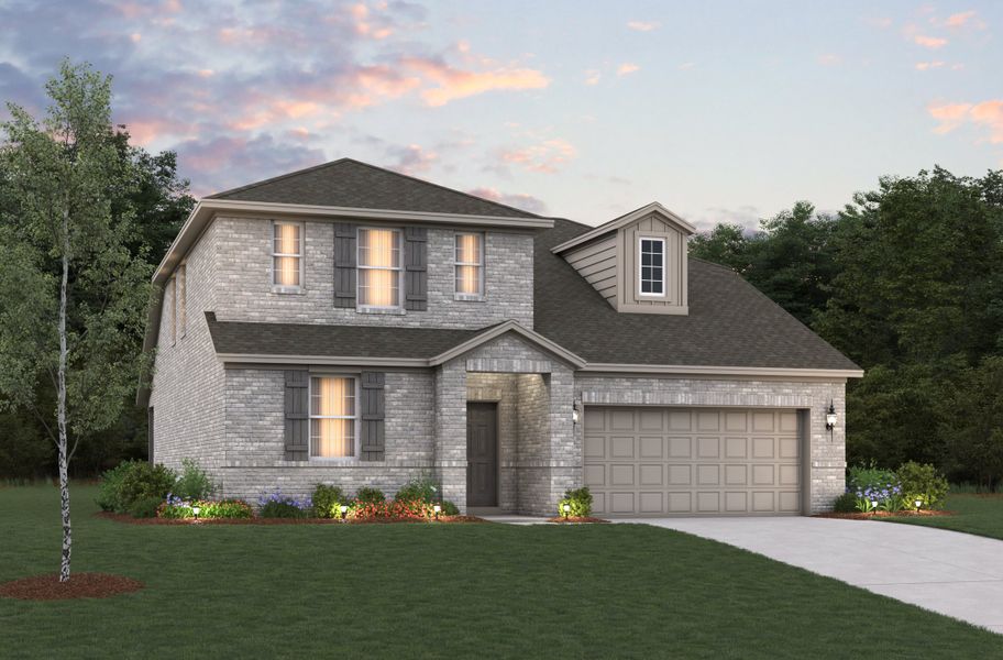 Representative exterior photo of a completed home built from the Cascade by Beazer Homes in Whitewing Trails: Meadows 50', Princeton, TX (Image 17).