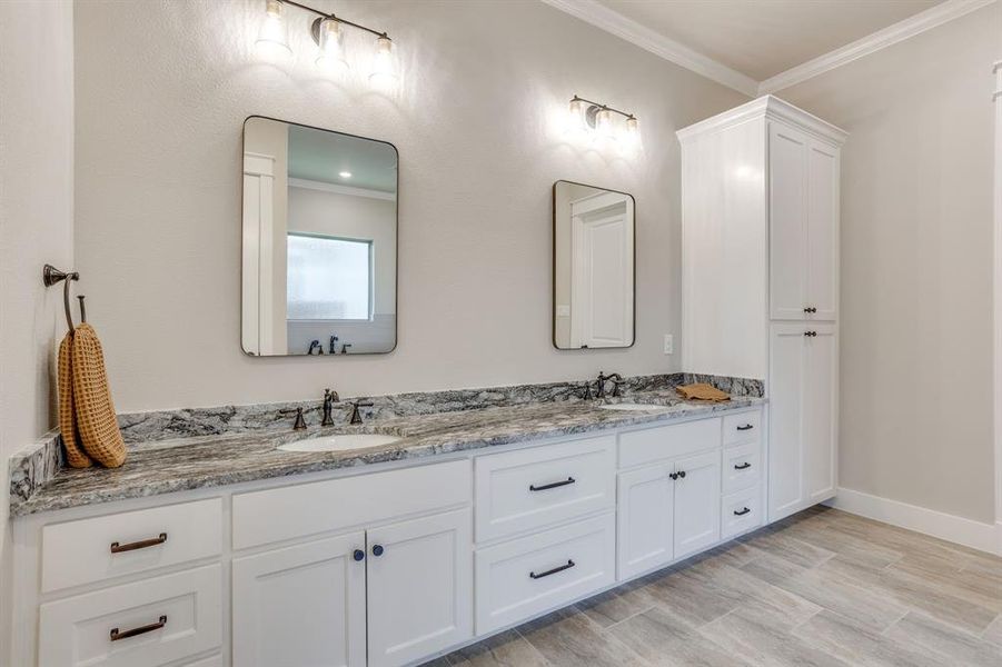 dual vanity with a lot of storage space
