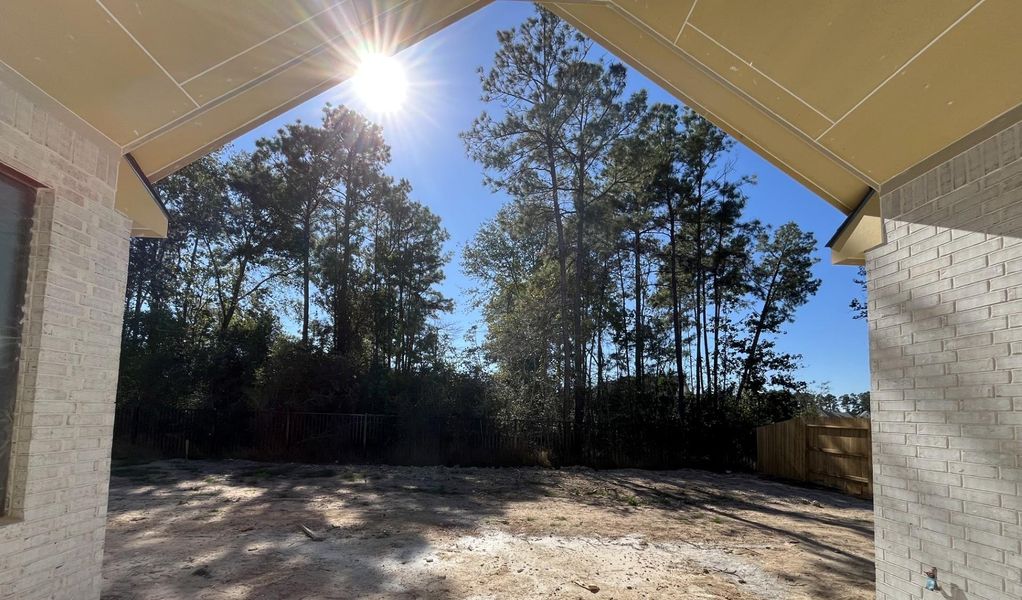 Exterior details and patio area of a home in Evergreen, Conroe (Image 3). Exterior details and patio area of a home in Evergreen, Conroe (Image 3).