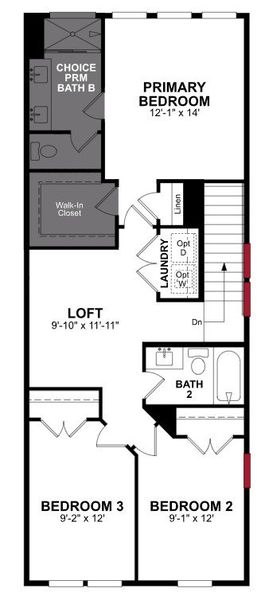 2D floor plan layout of this home in Townes on Leesville, Durham, NC (Image 4).
