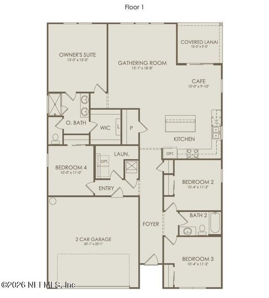 2D floor plan layout of this home in Hyland Trail, Green Cove Springs, FL (Image 3).
