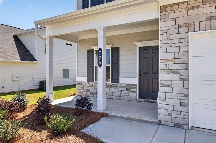 Exterior details and patio area of a home in Evergreen at Lakeside, Temple (Image 3).