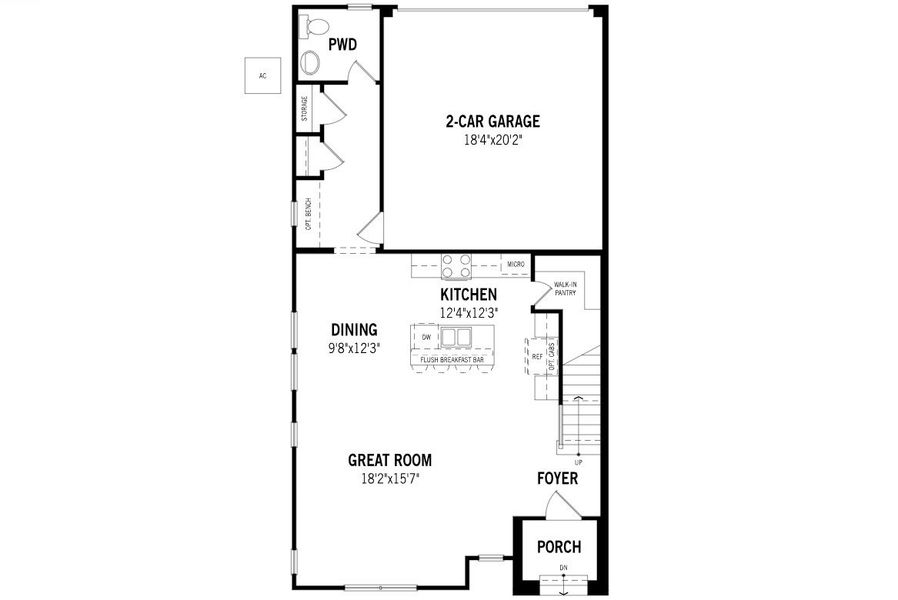 2D floor plan layout for the Edinburgh by Mattamy Homes in Collin Creek, Plano, TX (Image 3).
