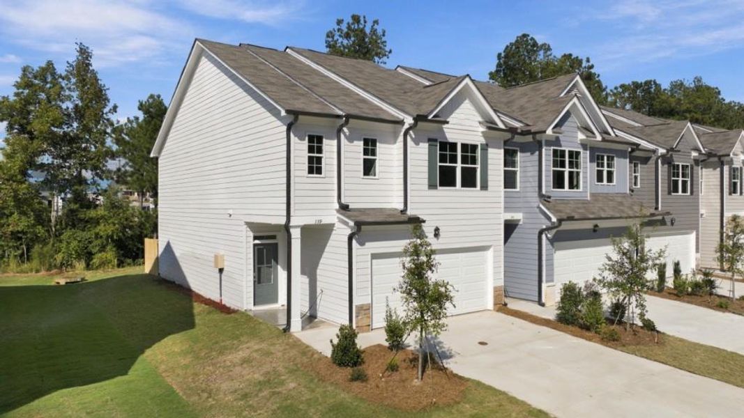 Front exterior of a new home in Hughes Court, Dawsonville, GA, highlighting curb appeal (Image 2).