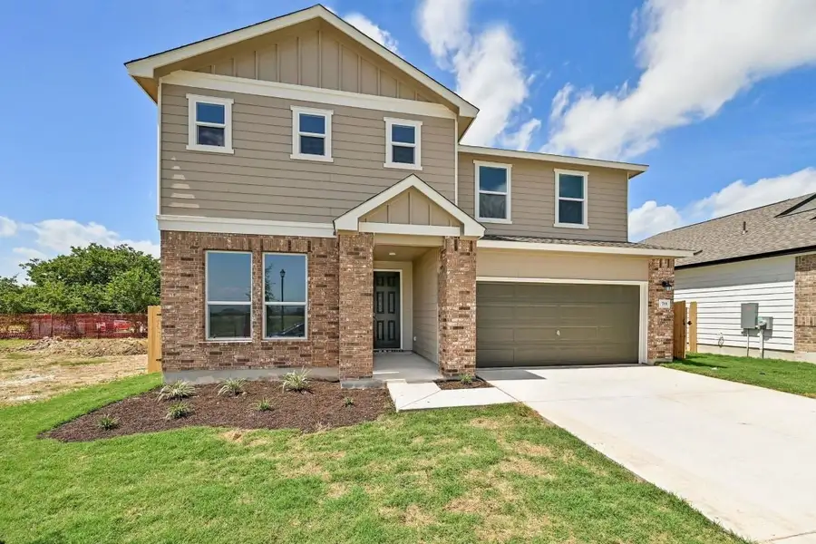 Front exterior of a new home in Hidden Trails, Belton, TX, highlighting curb appeal (Image 1).