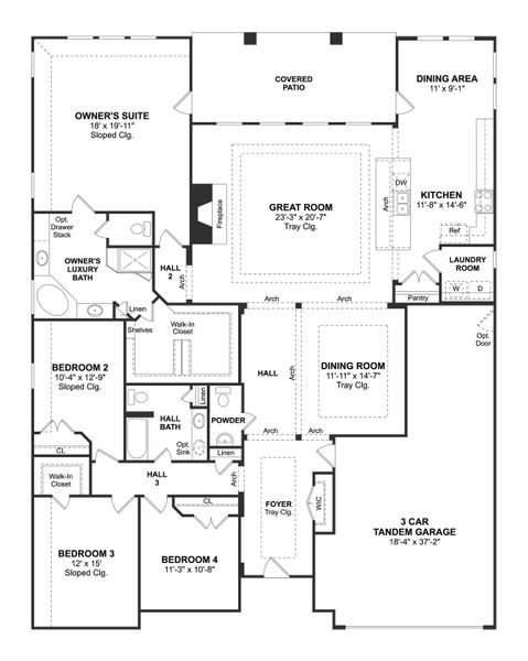 2D floor plan layout for the Samuel by K. Hovnanian® Homes in Tejas Landing, Needville, TX (Image 3).