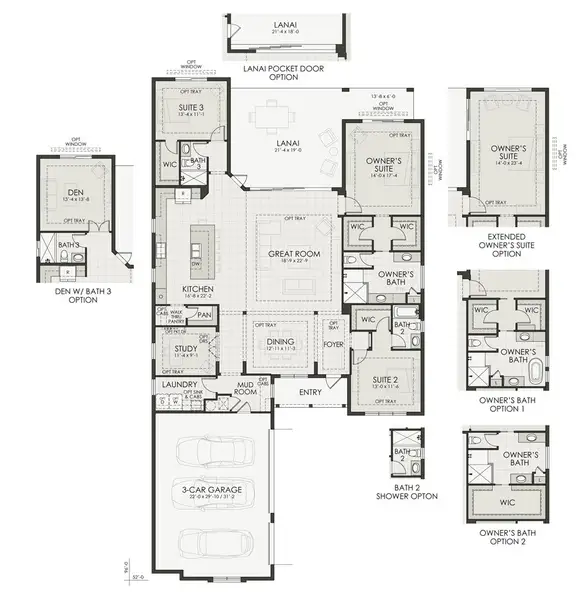 2D floor plan layout for the Islander I by Homes by Towne in Palmera at Wellen Park, Venice, FL (Image 4).
