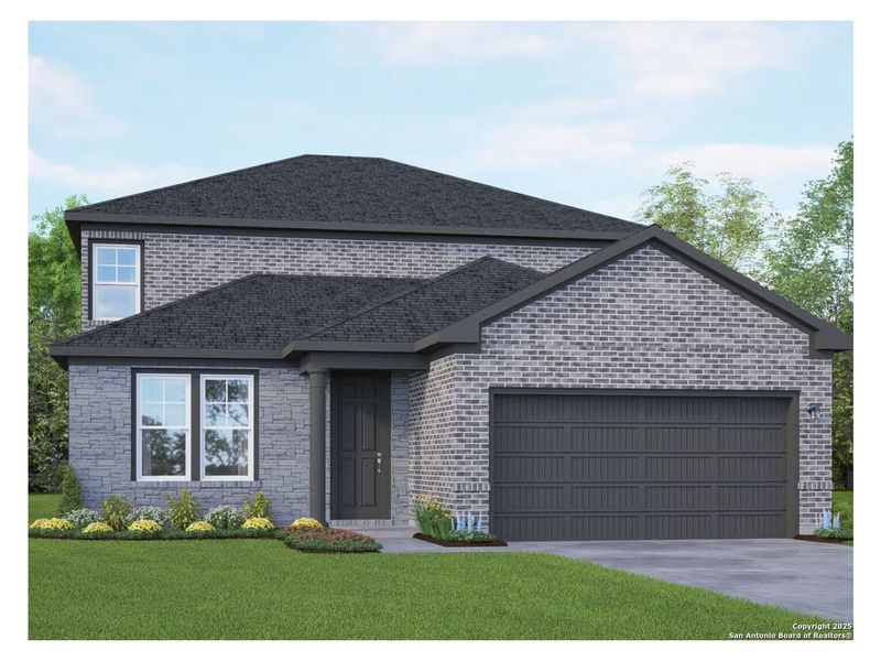 Front exterior of a new home in Bricewood, San Antonio, TX, highlighting curb appeal (Image 1). Front exterior of a new home in Bricewood, San Antonio, TX, highlighting curb appeal (Image 1).