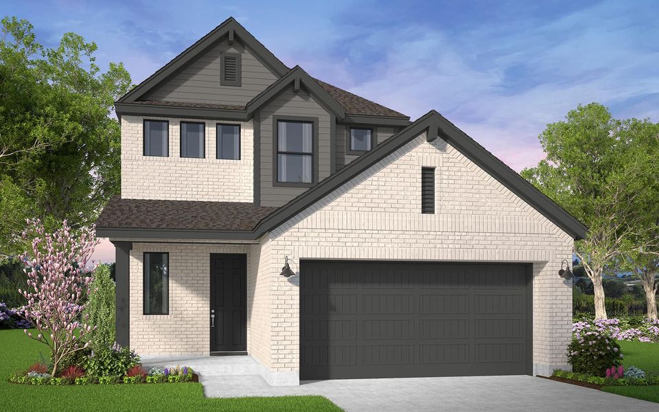 Representative exterior photo of a completed home built from the Hollins by Brookfield Residential in 40' Traditional Homes at Elyson, Katy, TX (Image 6).