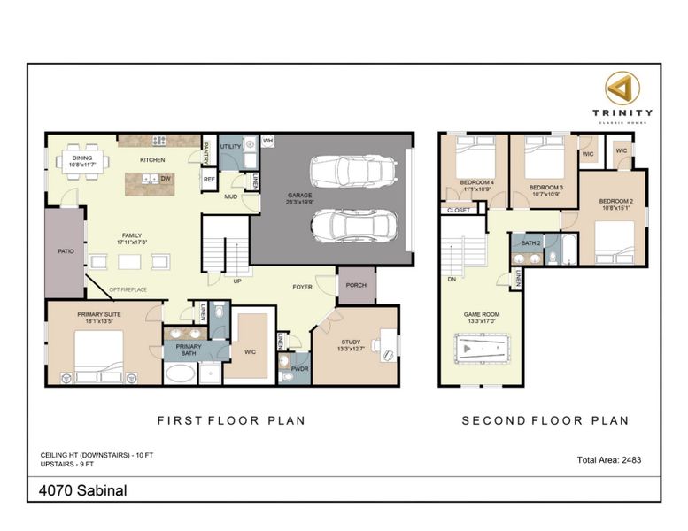 2D floor plan layout for the The Sabinal by Trinity Classic Homes in Zion Trails, Poolville, TX (Image 5).