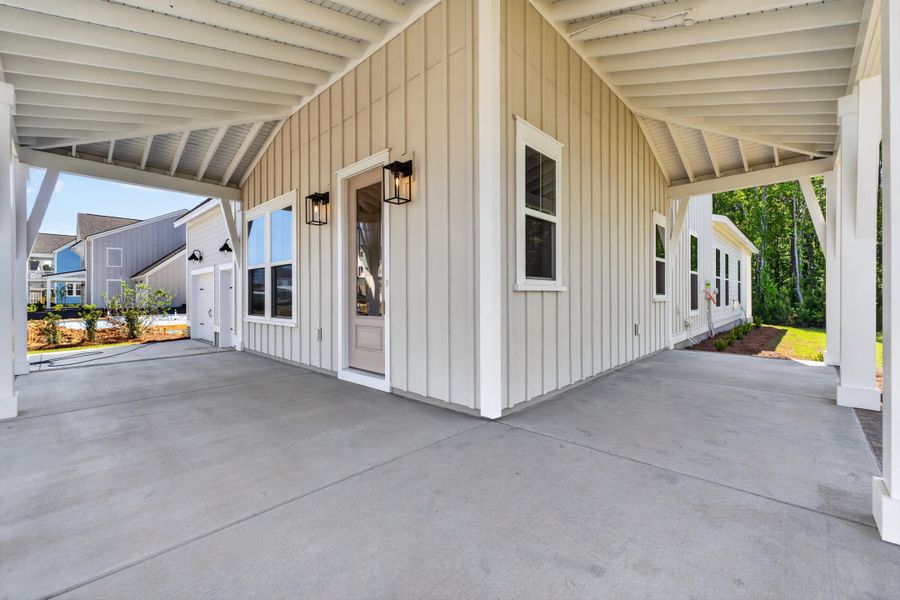 Exterior details and patio area of a home in Nexton - Midtown, Summerville (Image 24).