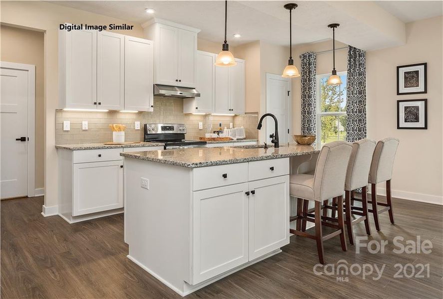 spacious kitchen with large island