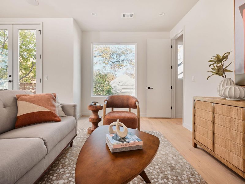 Bedroom featuring light wood finished floors and ceiling fan