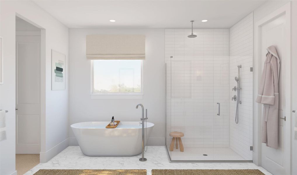 Luxurious primary bath (*Artist rendering used for illustration purposes only.) Luxurious primary bath (*Artist rendering used for illustration purposes only.)