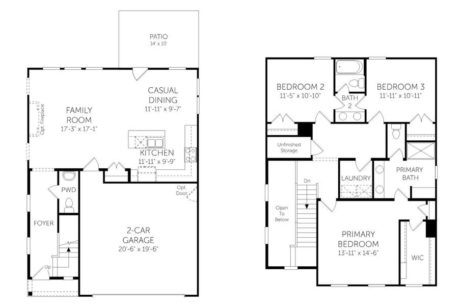 2D floor plan layout for the Oasis - Single Family Homes by Dream Finders Homes in Enclave at The Settlement, Simpsonville, SC (Image 3). 2D floor plan layout for the Oasis - Single Family Homes by Dream Finders Homes in Enclave at The Settlement, Simpsonville, SC (Image 3).