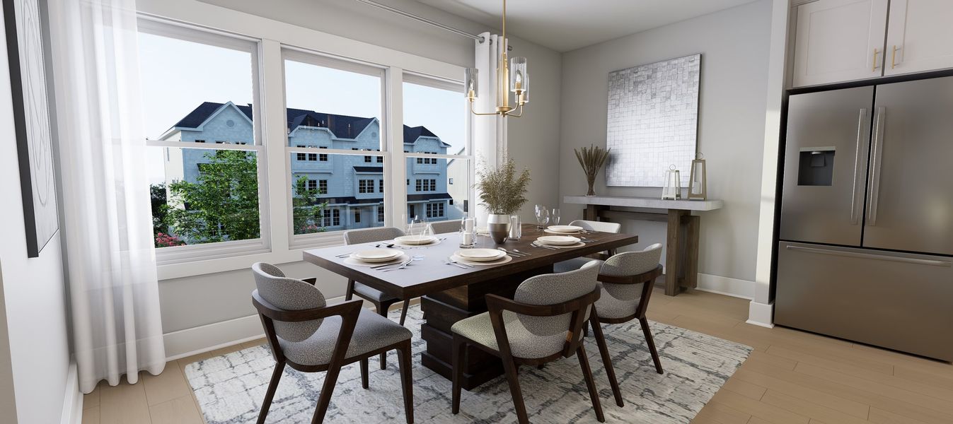 Representative furnished interior of a home built from the Cora End Unit by Baker Residential in Atwater Station - Midtown Collection, Fuquay Varina (Image 11).