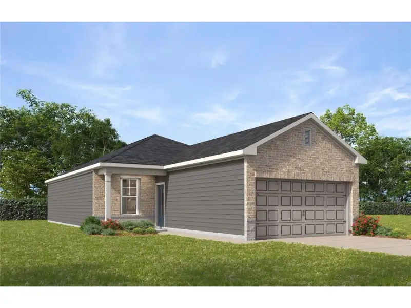 Front exterior of a new home in Robins Landing, Houston, TX, highlighting curb appeal (Image 1). Front exterior of a new home in Robins Landing, Houston, TX, highlighting curb appeal (Image 1).