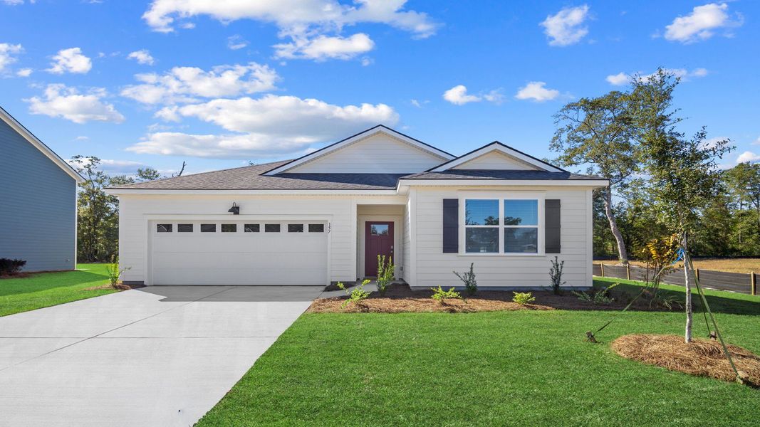 Front exterior of a new home in Fernhill Farms, Statesboro, GA, highlighting curb appeal (Image 1). Front exterior of a new home in Fernhill Farms, Statesboro, GA, highlighting curb appeal (Image 1).