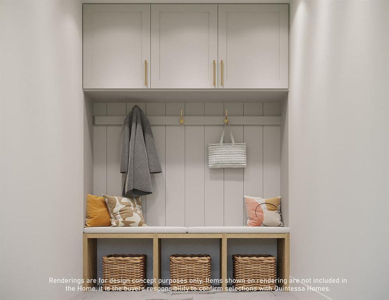 Artist Rendering of Included Mudroom Built-Ins