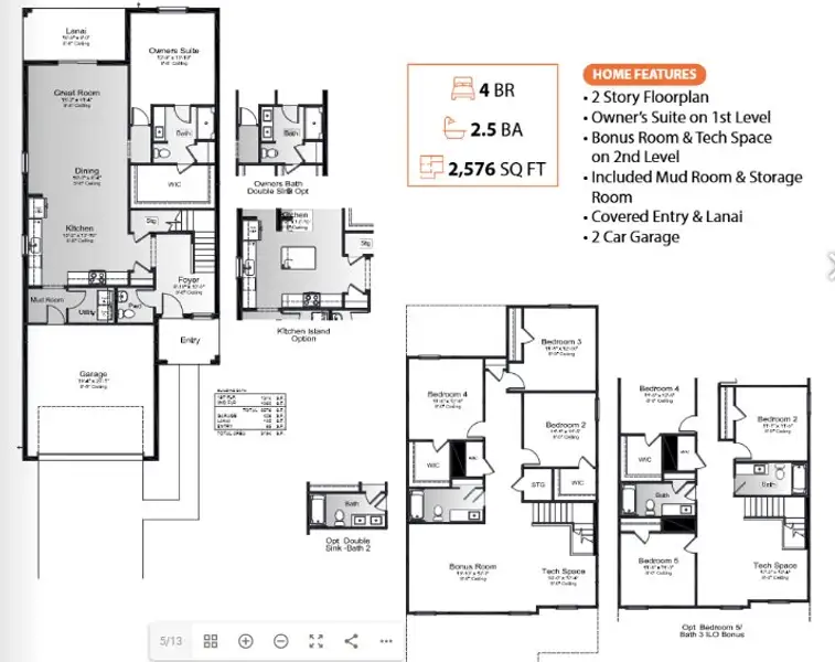 2D floor plan layout for the Jasmine 2 by SimplyDwell Homes in Broadleaf, Parrish, FL (Image 3).