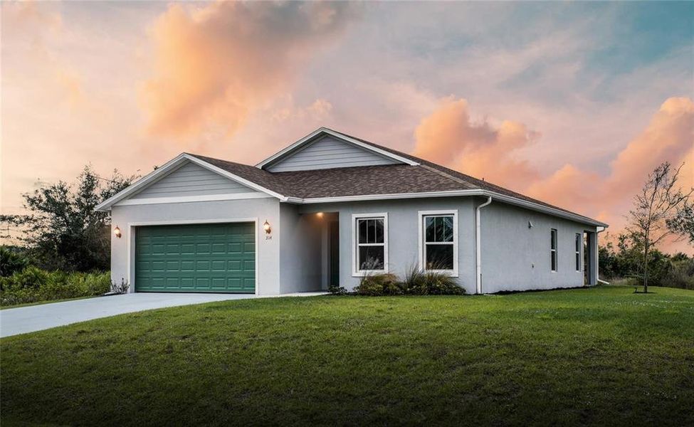 Front exterior of a new home in , Lehigh Acres, FL, highlighting curb appeal (Image 1). Front exterior of a new home in , Lehigh Acres, FL, highlighting curb appeal (Image 1).